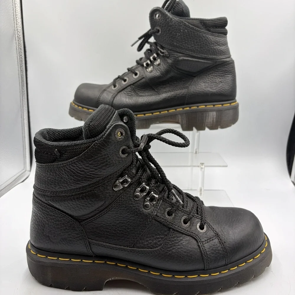 Dr. Martens Industrial Work Boots Men US 10 M Black Leather Soft Toe Ironbridge